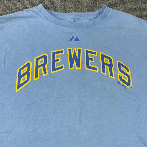 Milwaukee Brewers Craig Counsell 30 Majestic Shirt Mens XL Light Blue MLB - Picture 2 of 8